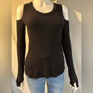 NWT XS MICHAEL LAUREN FITTED V-NECK PEEK A BOO SHOULDERS WITH THUMB HOLES